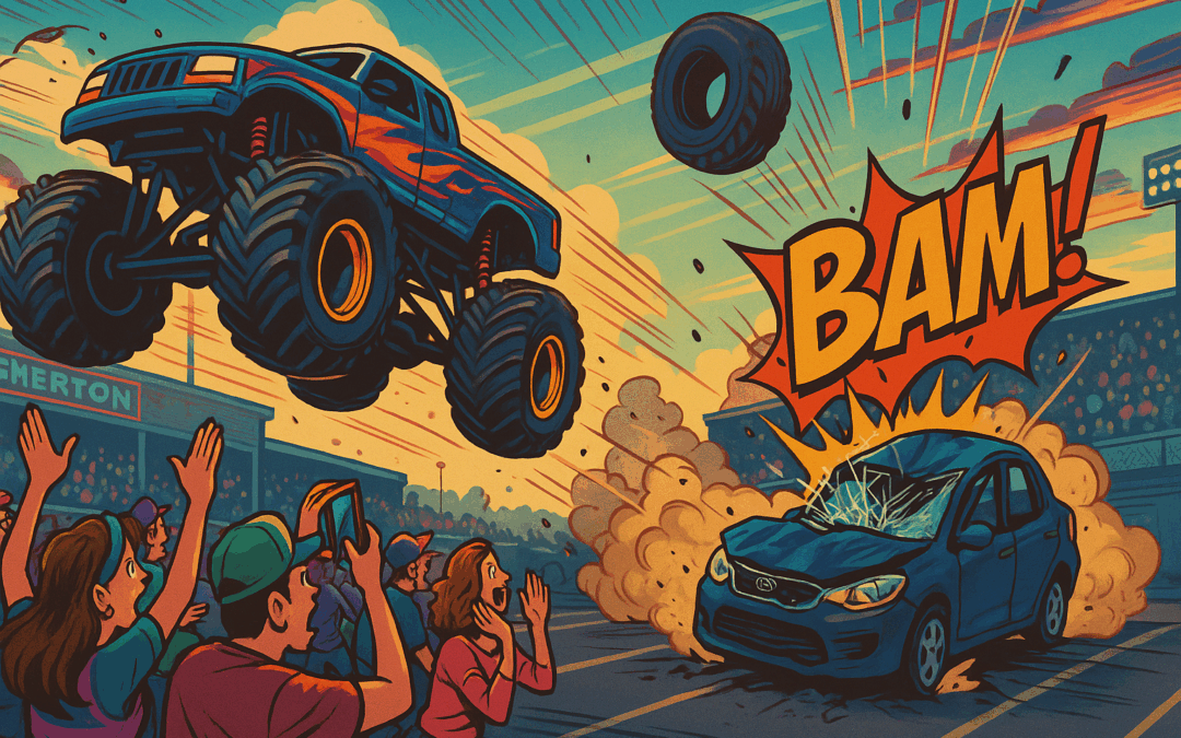 Monster Mayhem: Rogue Tire Causes Chaos at Bremerton Monster Truck Show!